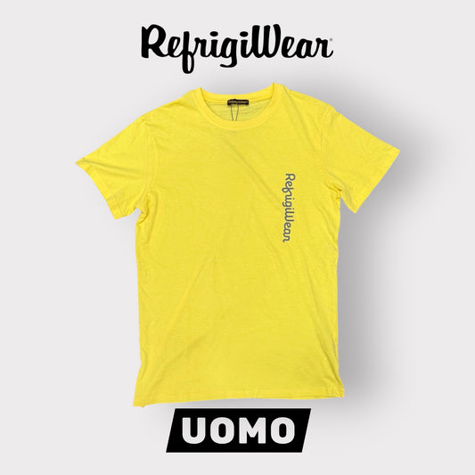 REFRIGIWEAR - T-Shirt Uomo con scritta orizzontale, Col.Giallo