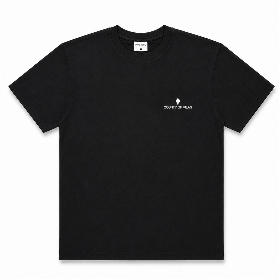 COUNTY OF MILAN- T-Shirt Uomo, (veste comoda), con logo lato cuore, Col.Nero