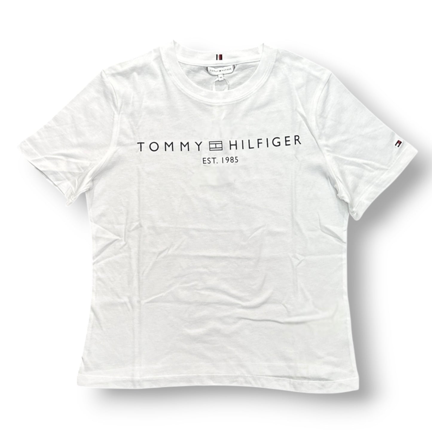 TOMMY HILFIGER- T-shirt Donna, con stampa frontale, Regular Fit, col.Bianco