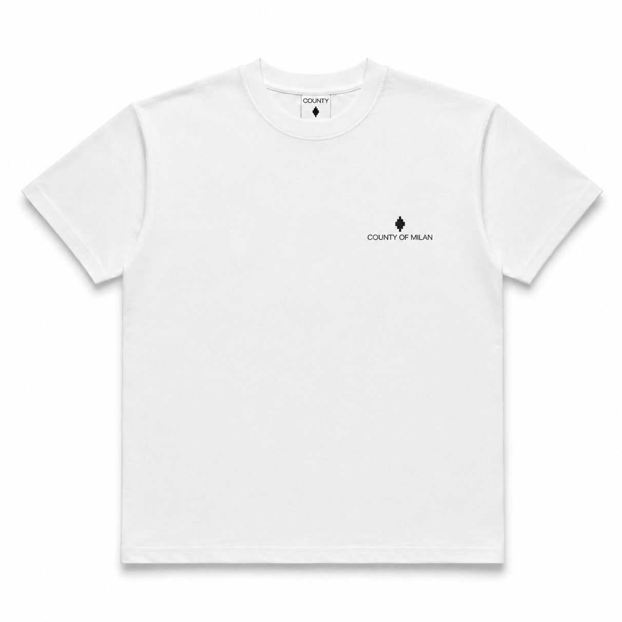 COUNTY OF MILAN- T-Shirt Uomo, (veste comoda), con logo lato cuore, Col.Bianco
