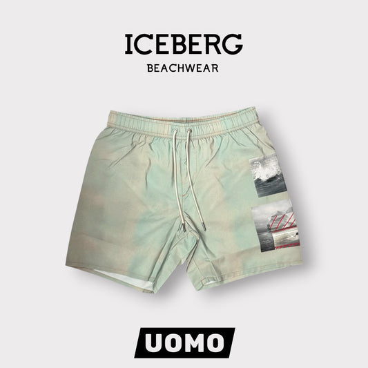 ICEBERG BEACHWEAR- Costume Uomo, con fantasia, Col.Menta