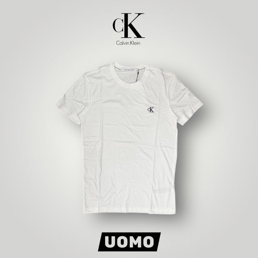T-shirt CALVIN KLEIN, con logo ricamato lato cuore, Col.Bianco
