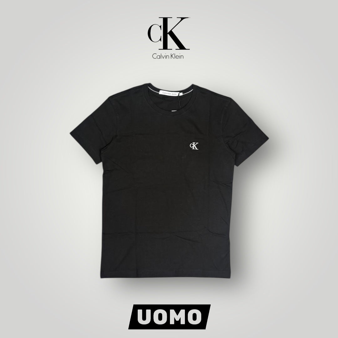 T-shirt CALVIN KLEIN, con logo ricamato lato cuore, Col.Nero