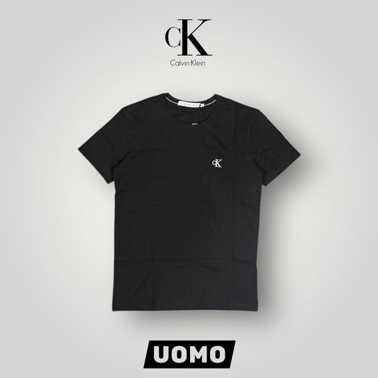 T-shirt CALVIN KLEIN, con logo ricamato lato cuore, Col.Nero