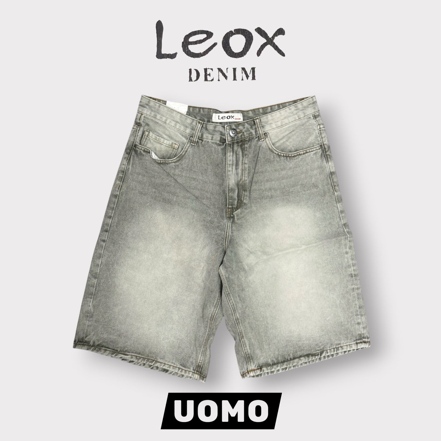 LEOX - Bermuda Uomo, Baggy Fit (lunghezza sotto ginocchio), con mezza zip laterale, Col