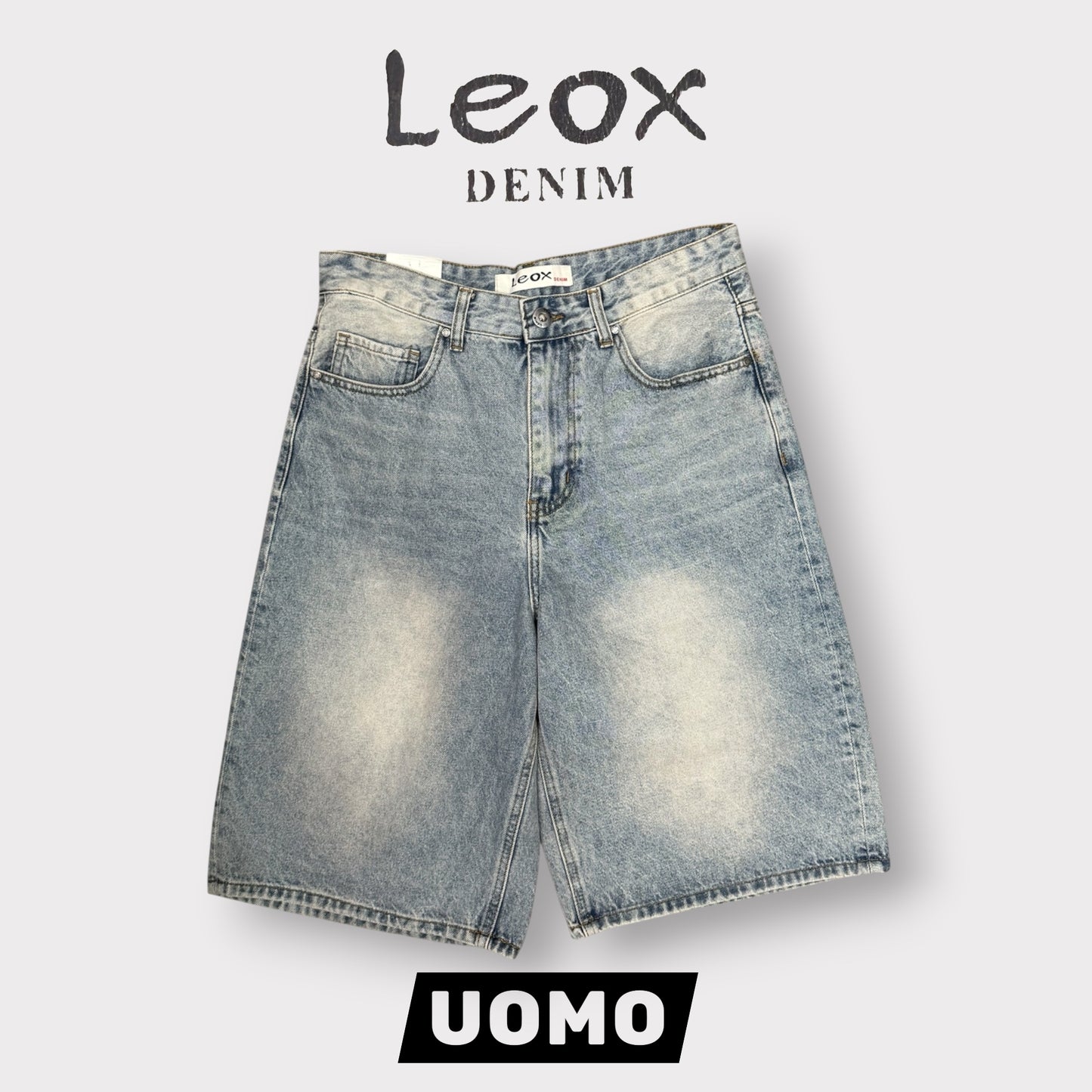 LEOX - Bermuda Uomo, Baggy Fit (lunghezza sotto ginocchio), con mezza zip laterale, Col