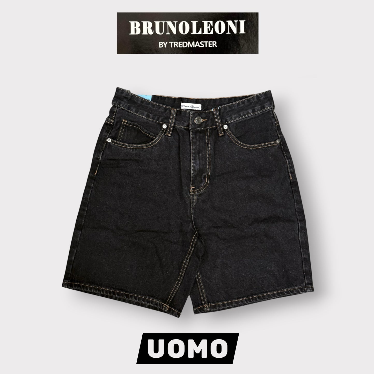 BRUNO LEONI - Bermuda Uomo (lunghezza sopra al ginocchio), Col.Nero