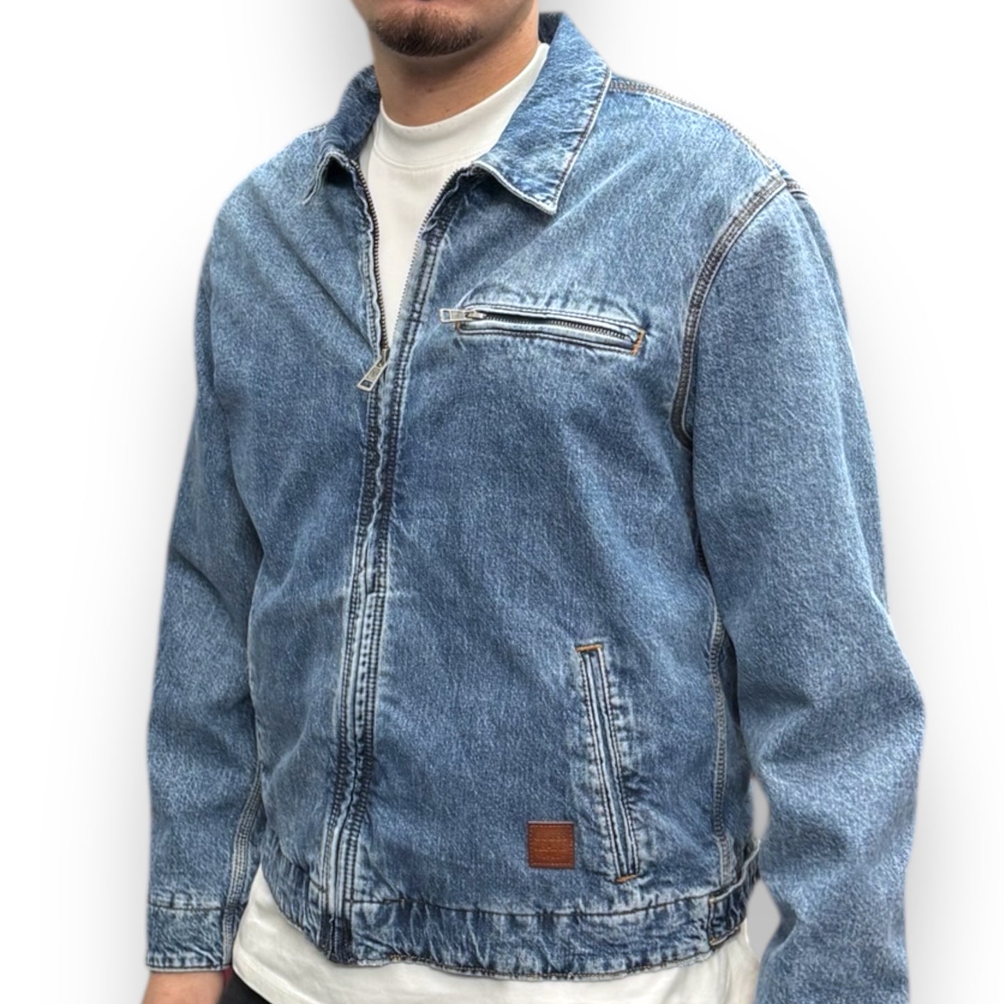 Giacca GUESS JEANS in Denim Mod.camicia con zip, Col.BluJeans
