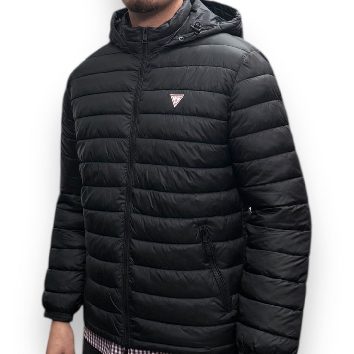 Piumino GUESS 100 grammi con cappuccio sganciabile, Col.Nero