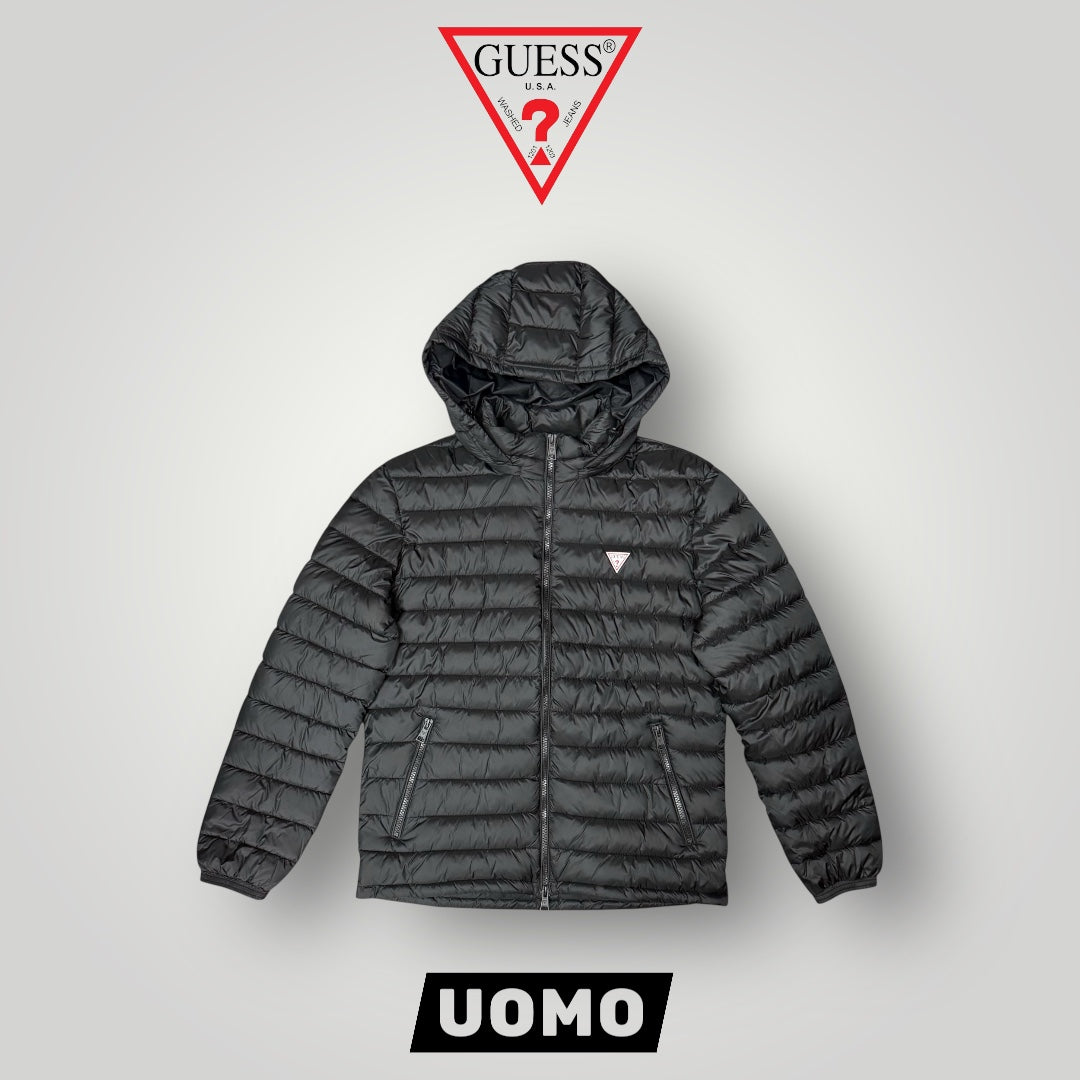 Piumino GUESS 100 grammi con cappuccio sganciabile, Col.Nero