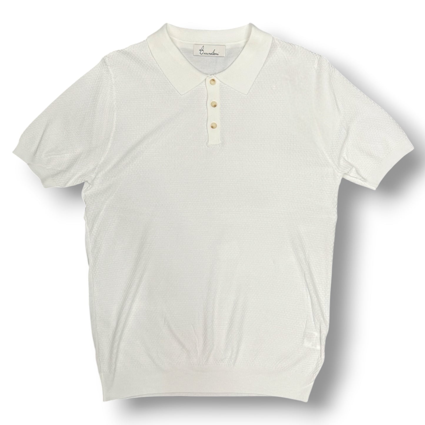 BRUNO LEONI - Polo Uomo con bottoni, in filo, Col.Bianco