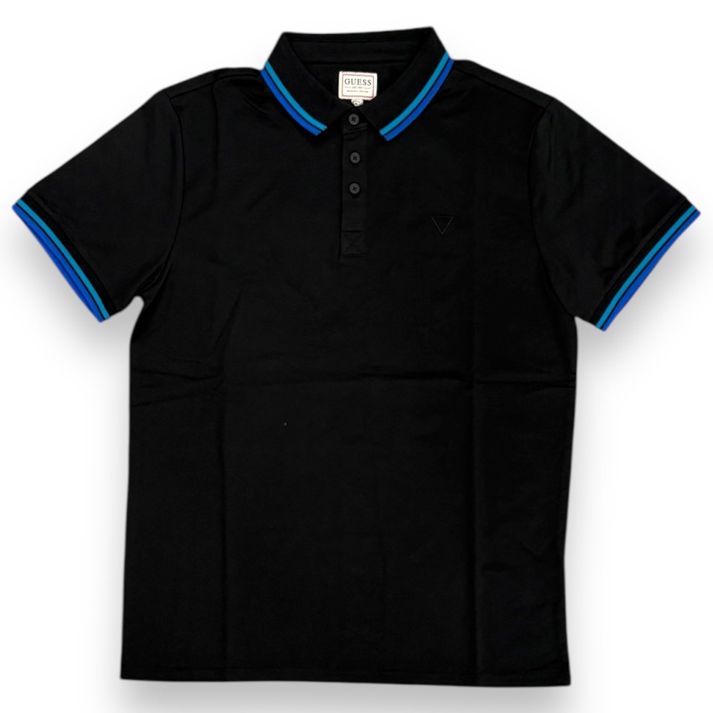 Polo GUESS logo triangolo lato cuore col.Nero