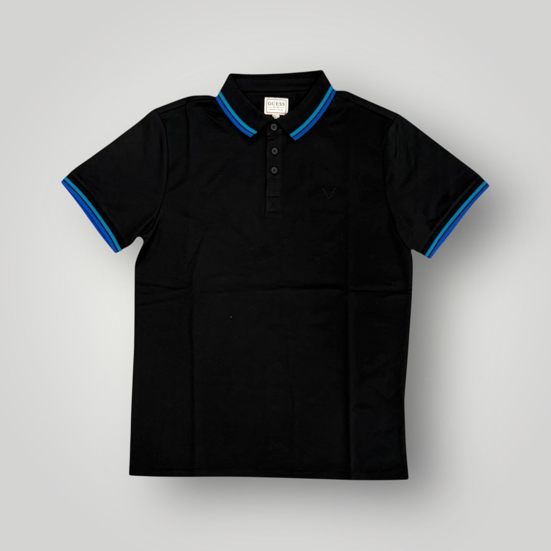 Polo GUESS logo triangolo lato cuore col.Nero