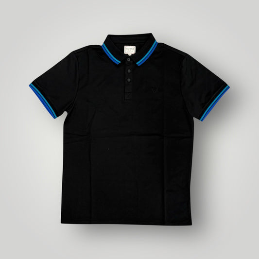 Polo GUESS logo triangolo lato cuore col.Nero