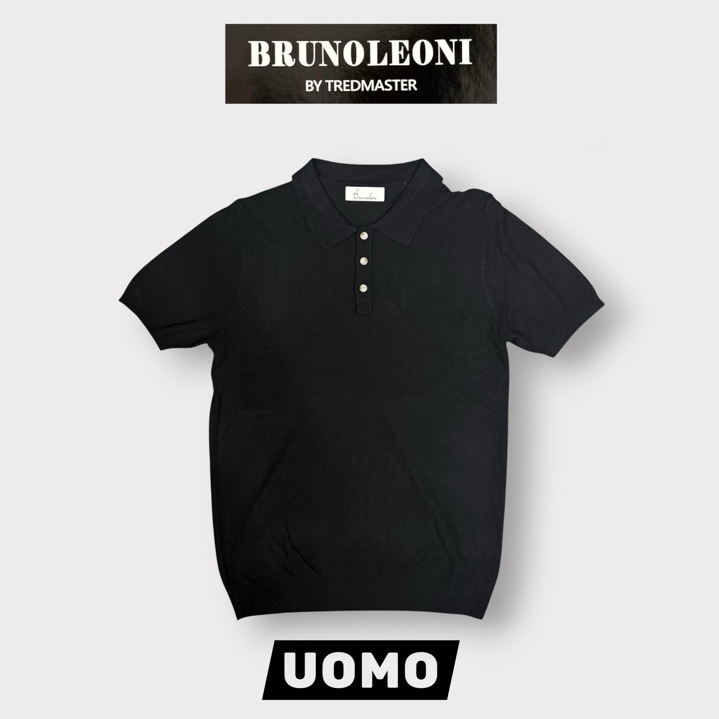 BRUNO LEONI - Polo Uomo con bottoni, in filo, Col.Nero