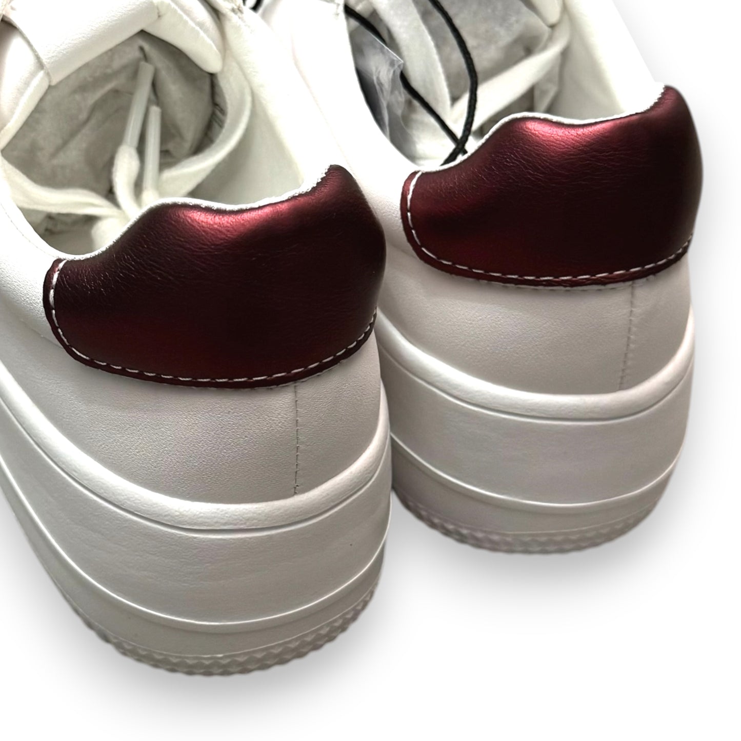 ICON- Scarpe Donna con stampa laterale lucida, col.Bianco/Bordeaux