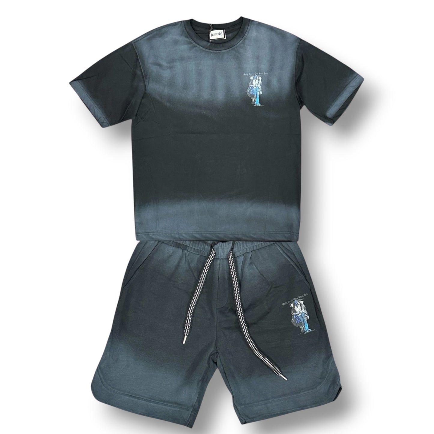 JUST REBEL - Completino estivo Uomo con stampa schienale, Col.Blu