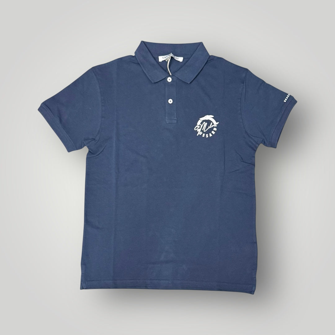 Polo TRUSSARDI con logo lato cuore, Col.Blu