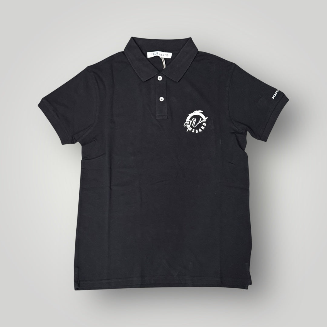 Polo TRUSSARDI con logo lato cuore, Col.Nero
