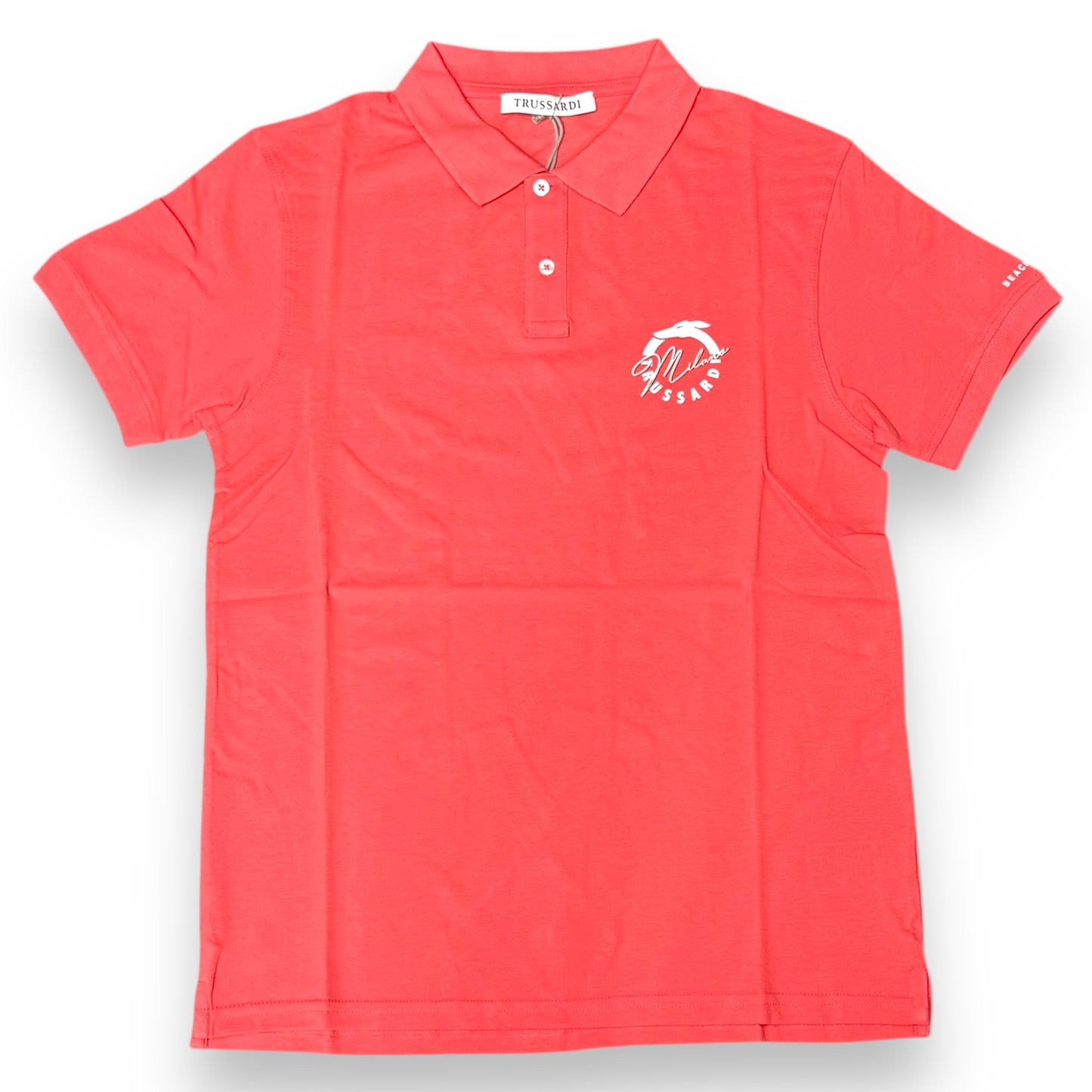 Polo TRUSSARDI con logo lato cuore, Col.Corallo
