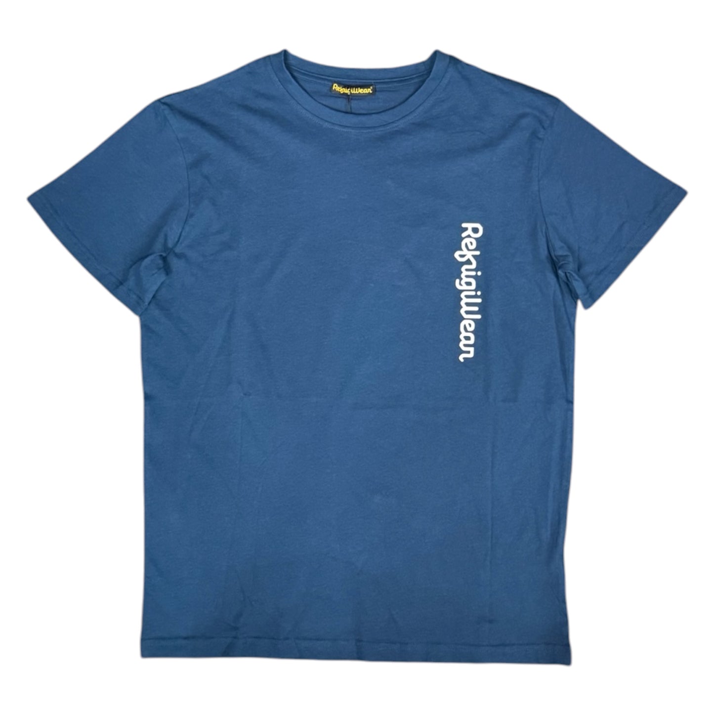 REFRIGIWEAR - T-Shirt Uomo con scritta orizzontale, Col.Blu
