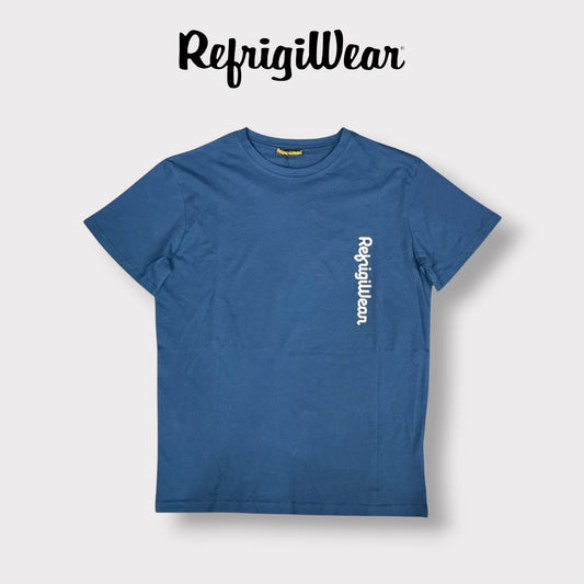 REFRIGIWEAR - T-Shirt Uomo con scritta orizzontale, Col.Blu