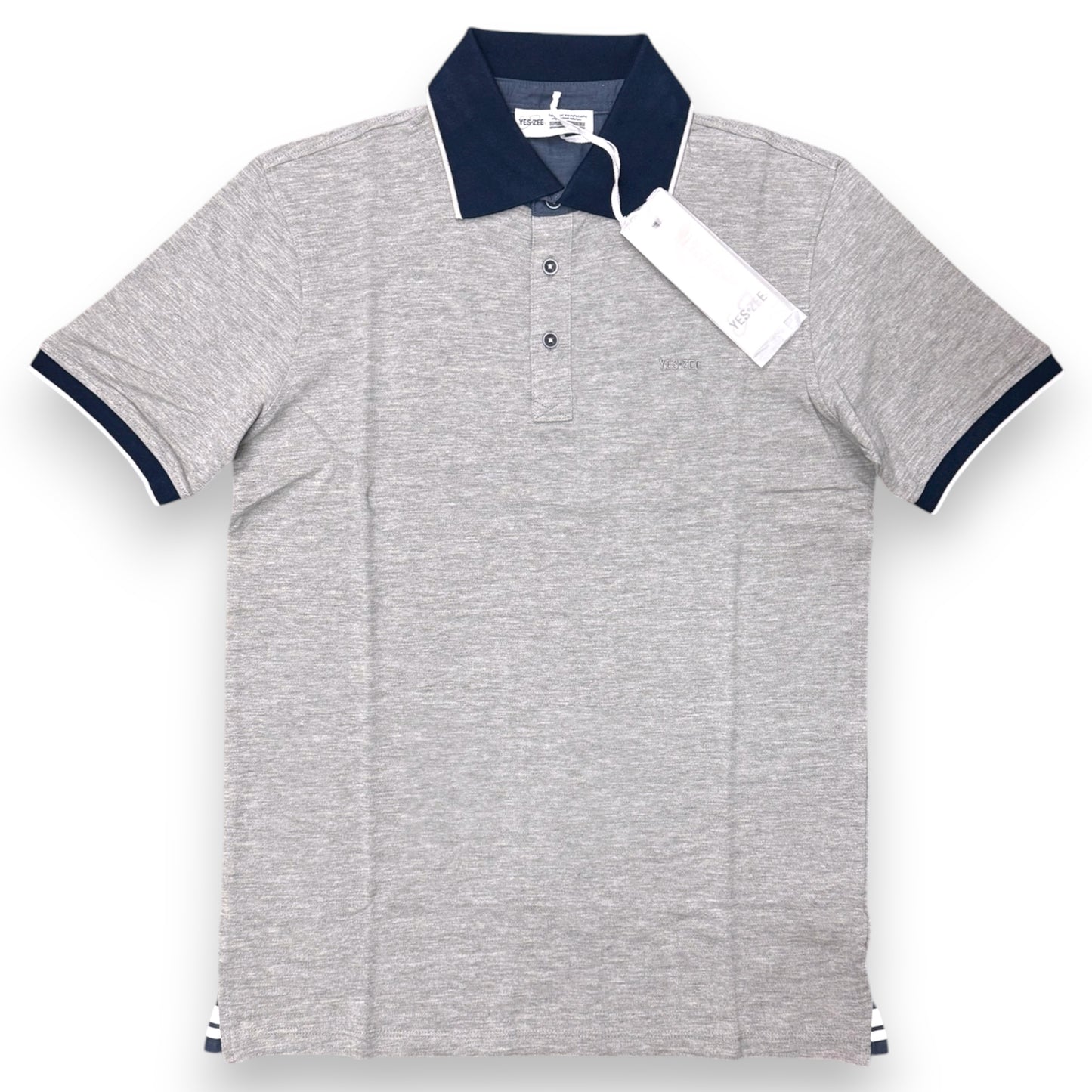 Polo YES-ZEE in piquet con collo a contrasto, col.Grigio