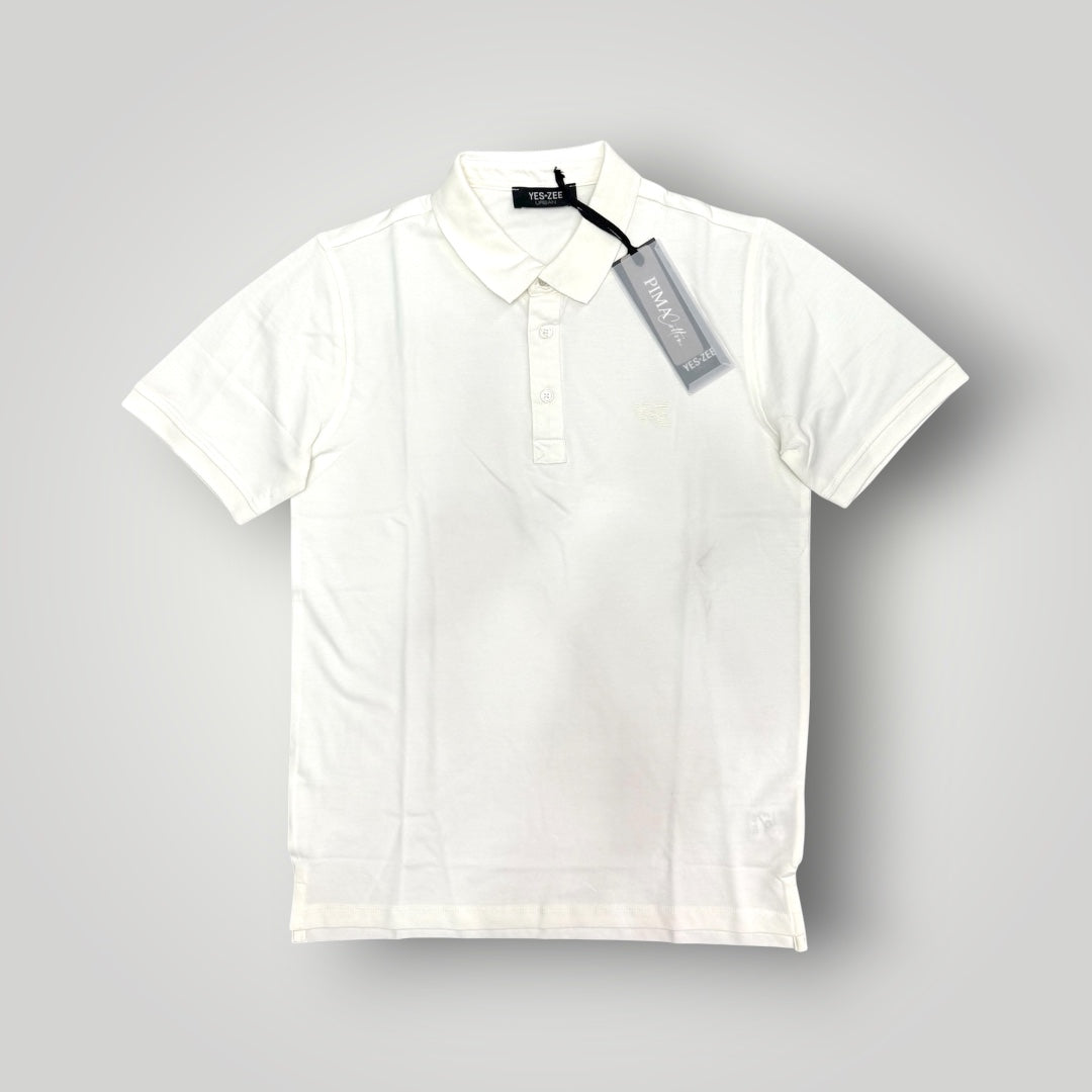 Polo YES-ZEE in piquet con logo lato cuore, col.Bianco