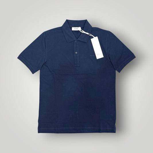 Polo YES-ZEE in piquet con scritta ricamata lato cuore, col.Blu notte
