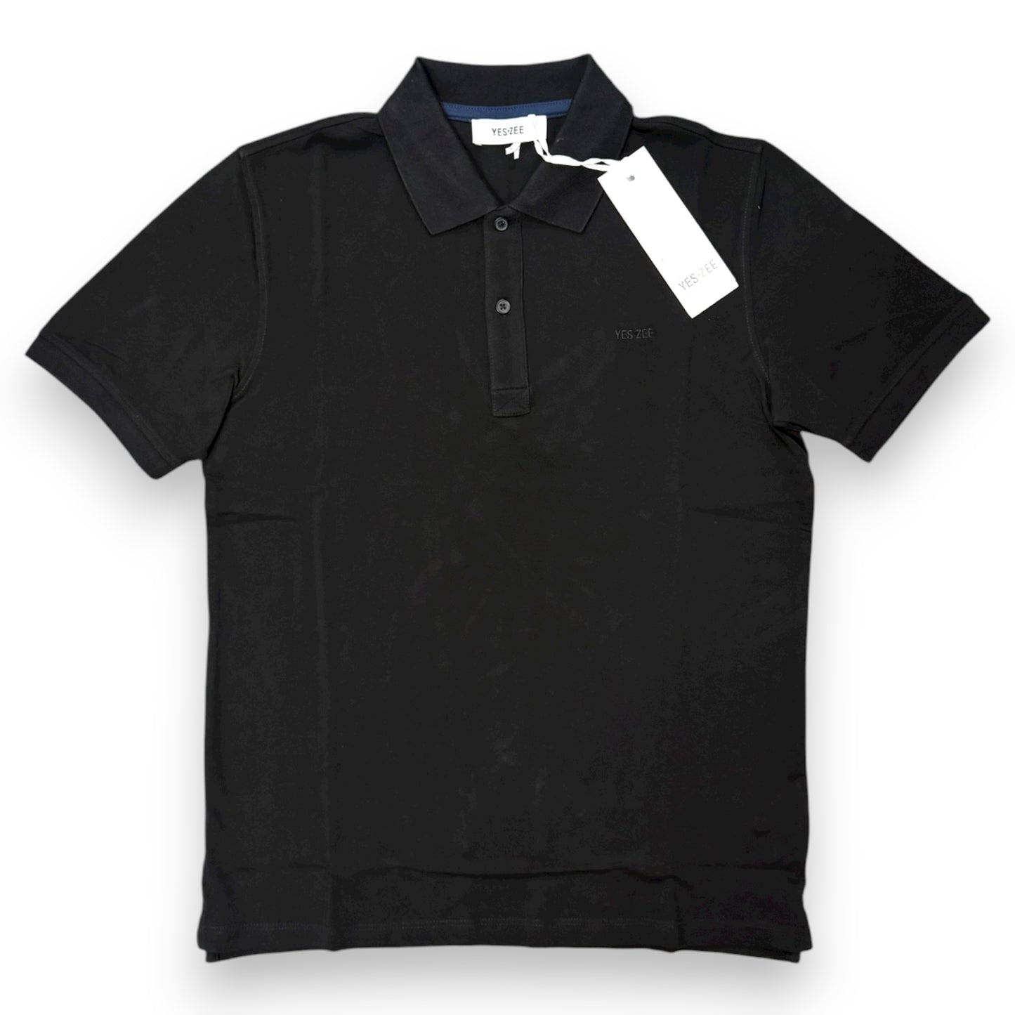 Polo YES-ZEE in piquet con scritta ricamata lato cuore, col.Nero