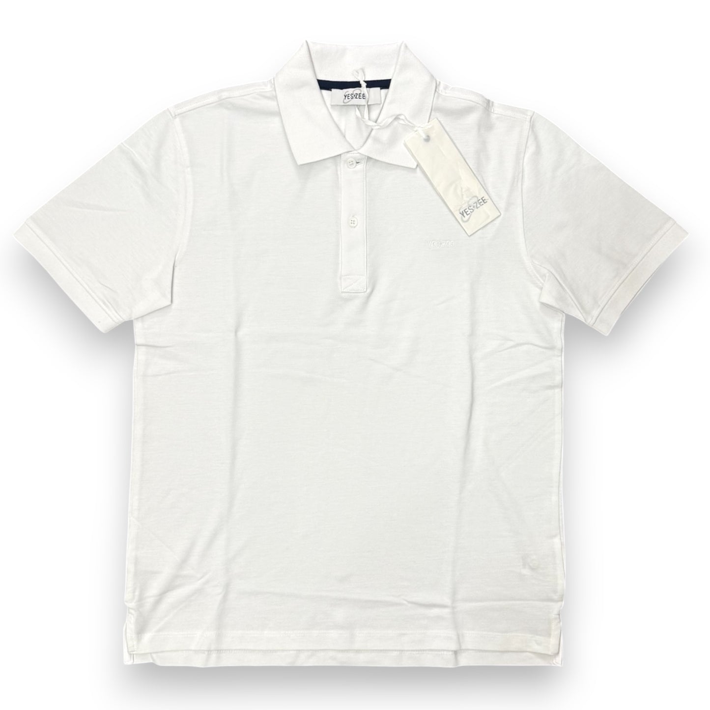 Polo YES-ZEE in piquet con scritta ricamata lato cuore, col.Bianco