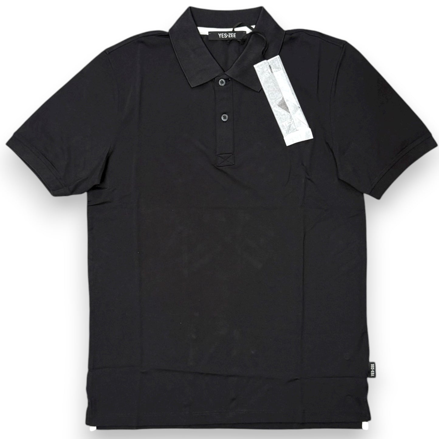 Polo YES-ZEE in tessuto tecnico con targhetta lato cuore, col.Nero