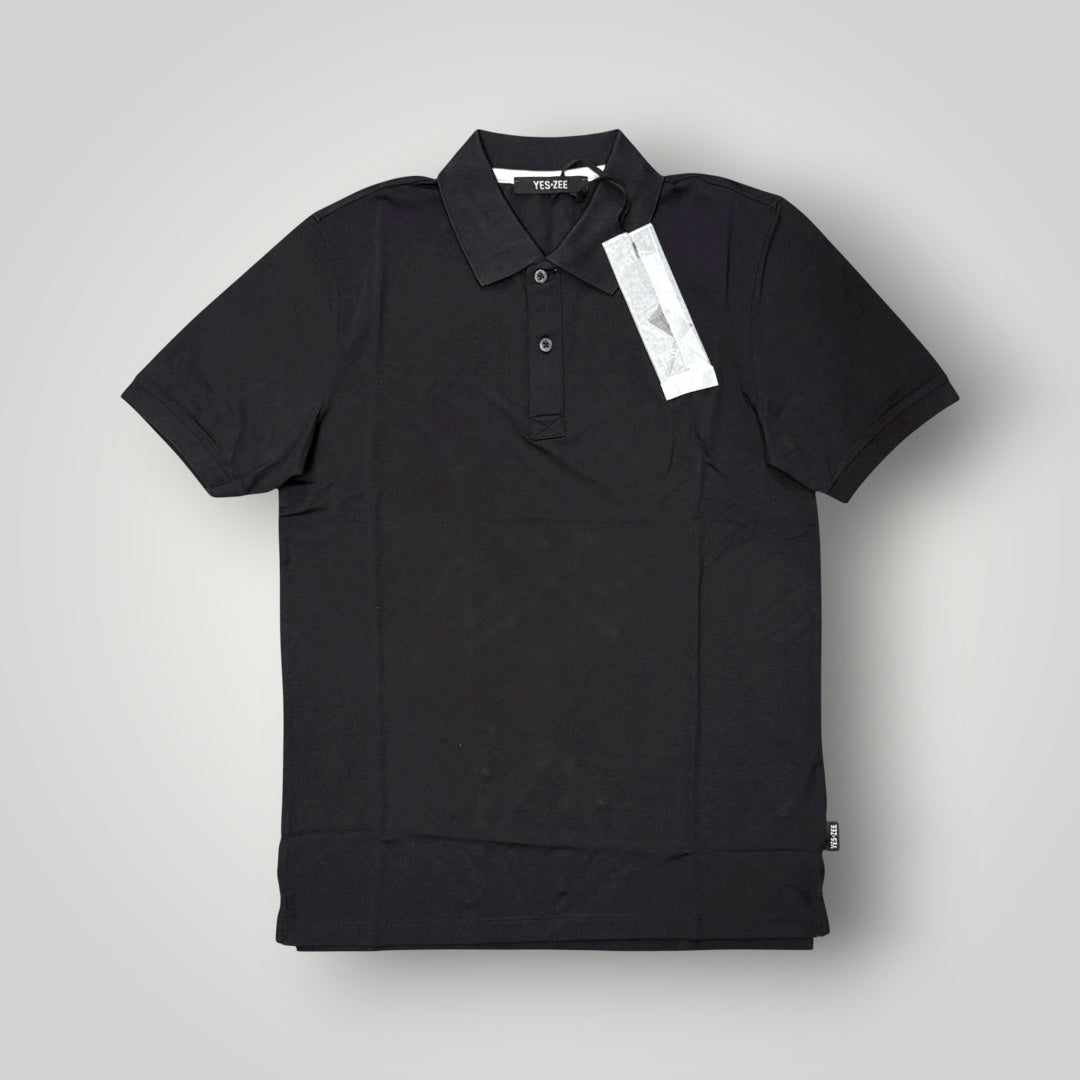 Polo YES-ZEE in tessuto tecnico con targhetta lato cuore, col.Nero