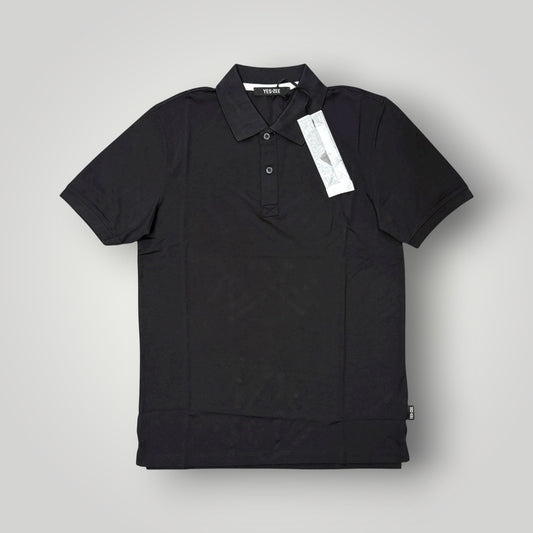 Polo YES-ZEE in tessuto tecnico con targhetta lato cuore, col.Nero