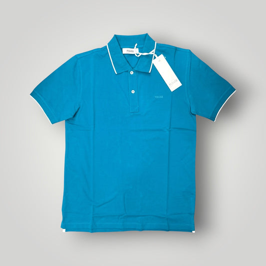Polo YES-ZEE in piquet con righino sul collo, col.Turchese