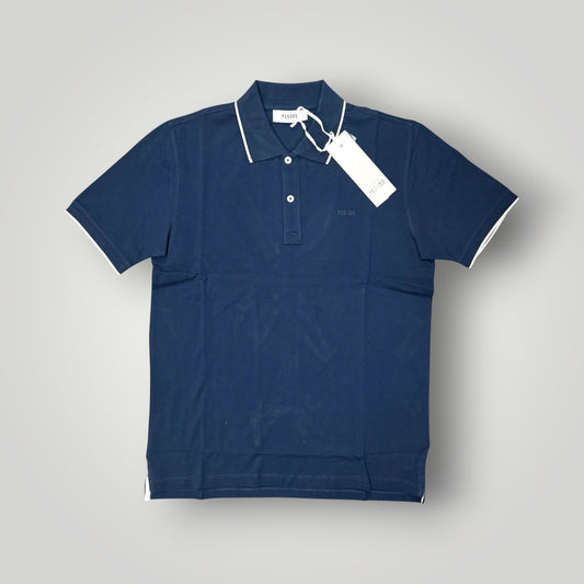 Polo YES-ZEE in piquet con righino sul collo, col.Blu