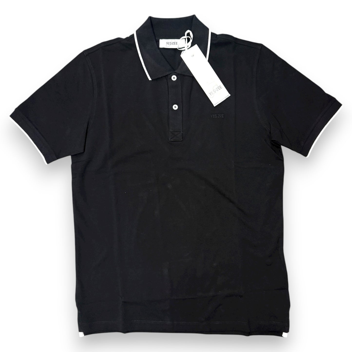 Polo YES-ZEE in piquet con righino sul collo, col.Nero