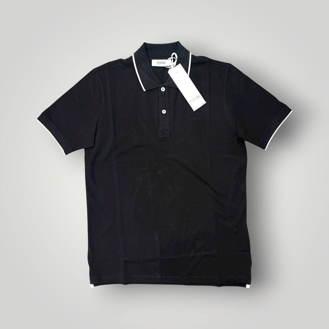 Polo YES-ZEE in piquet con righino sul collo, col.Nero
