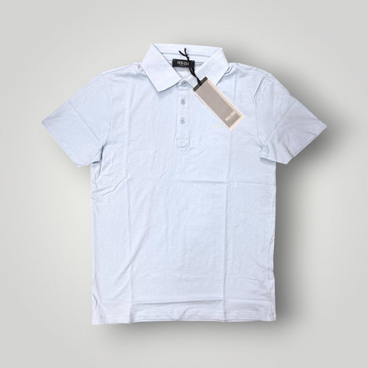 Polo YES-ZEE in maglina con scritta gommata, col.Celeste