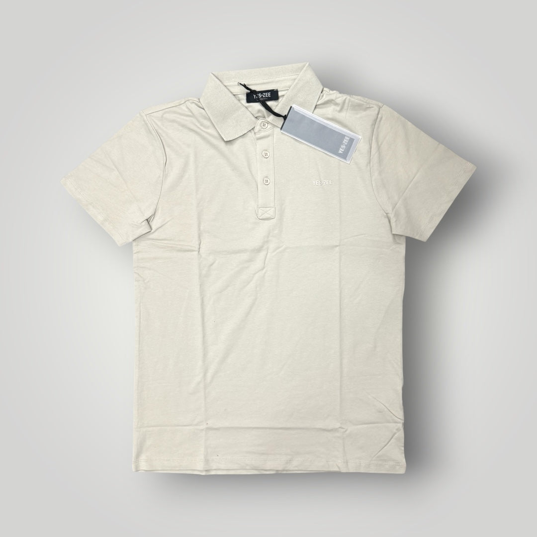Polo YES-ZEE in maglina con scritta gommata, col.Beige