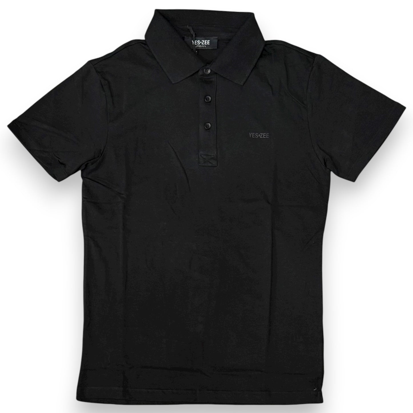 Polo YES-ZEE in maglina con scritta gommata, col.Nero