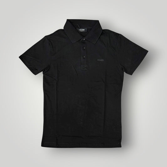 Polo YES-ZEE in maglina con scritta gommata, col.Nero