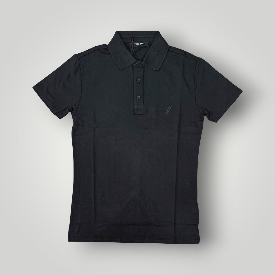 Polo YES-ZEE in maglina con logo gommato lato cuore, col.Nero