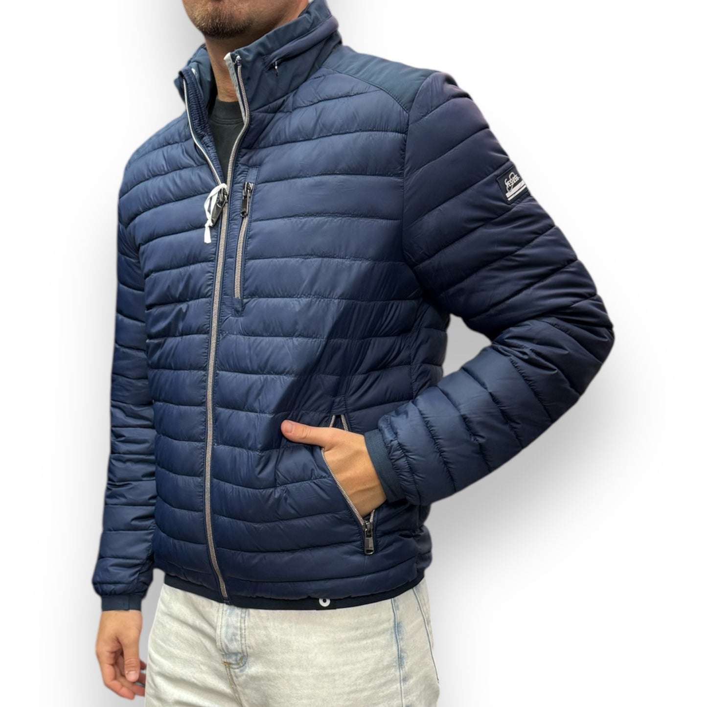 Giubbotto YES-ZEE Uomo 70 grammi con cappuccio nascosto, col.Blu