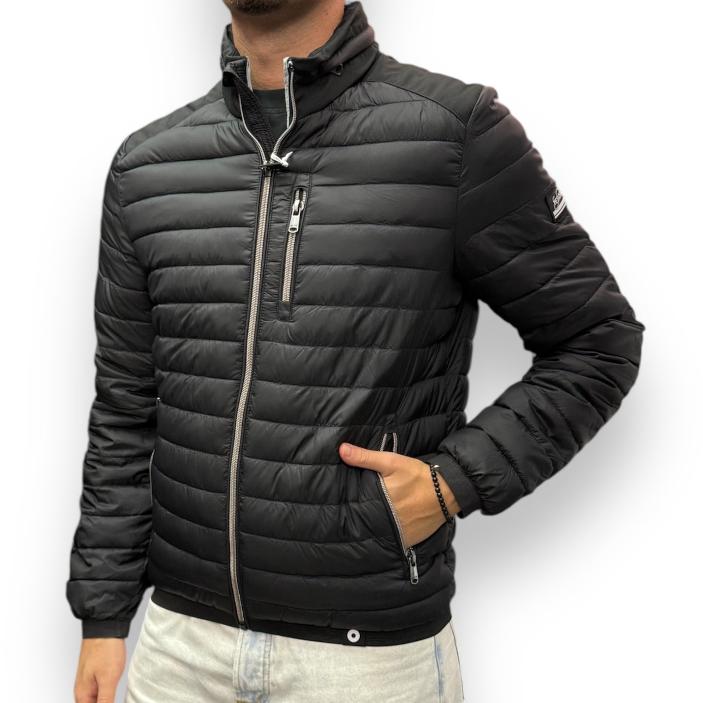 Giubbotto YES-ZEE Uomo 70 grammi con cappuccio nascosto, col.Nero