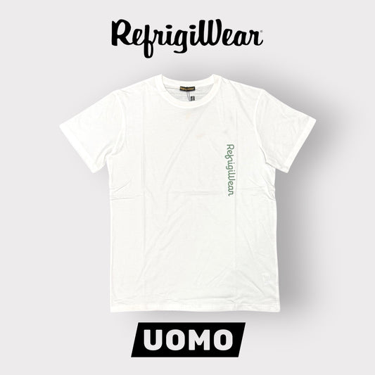 REFRIGIWEAR - T-Shirt Uomo con scritta orizzontale, Co.Bianco