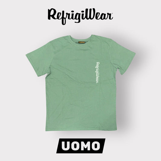 REFRIGIWEAR - T-Shirt Uomo con scritta orizzontale, Col.Verde
