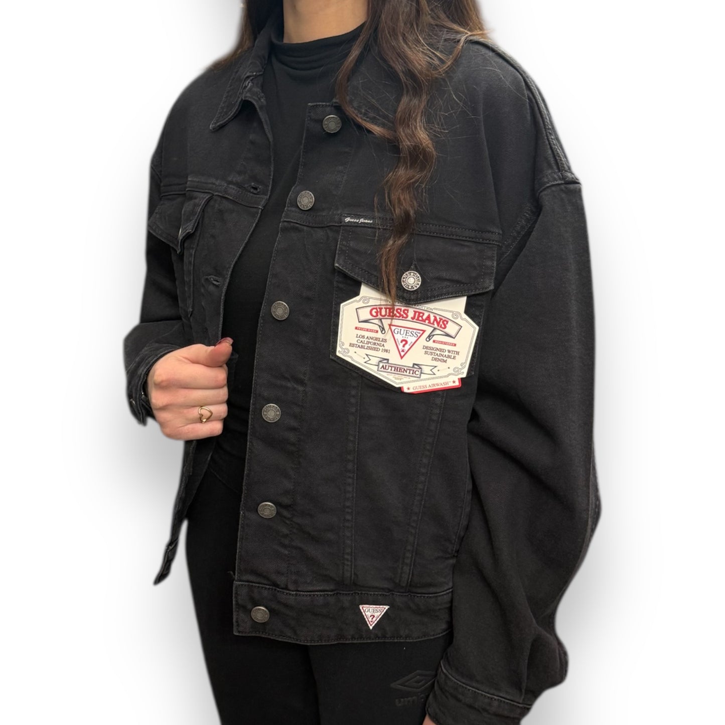 Giubbotto in denim della GUESS JEANS Donna, Oversize col.Nero