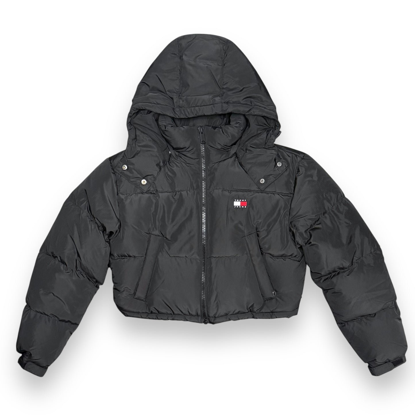 Giubbotto TOMMY HILFIGER Donna, con cappuccio sganciabile, mod.Puffer,  (veste grande si consiglia una tg. In meno), col.Nero