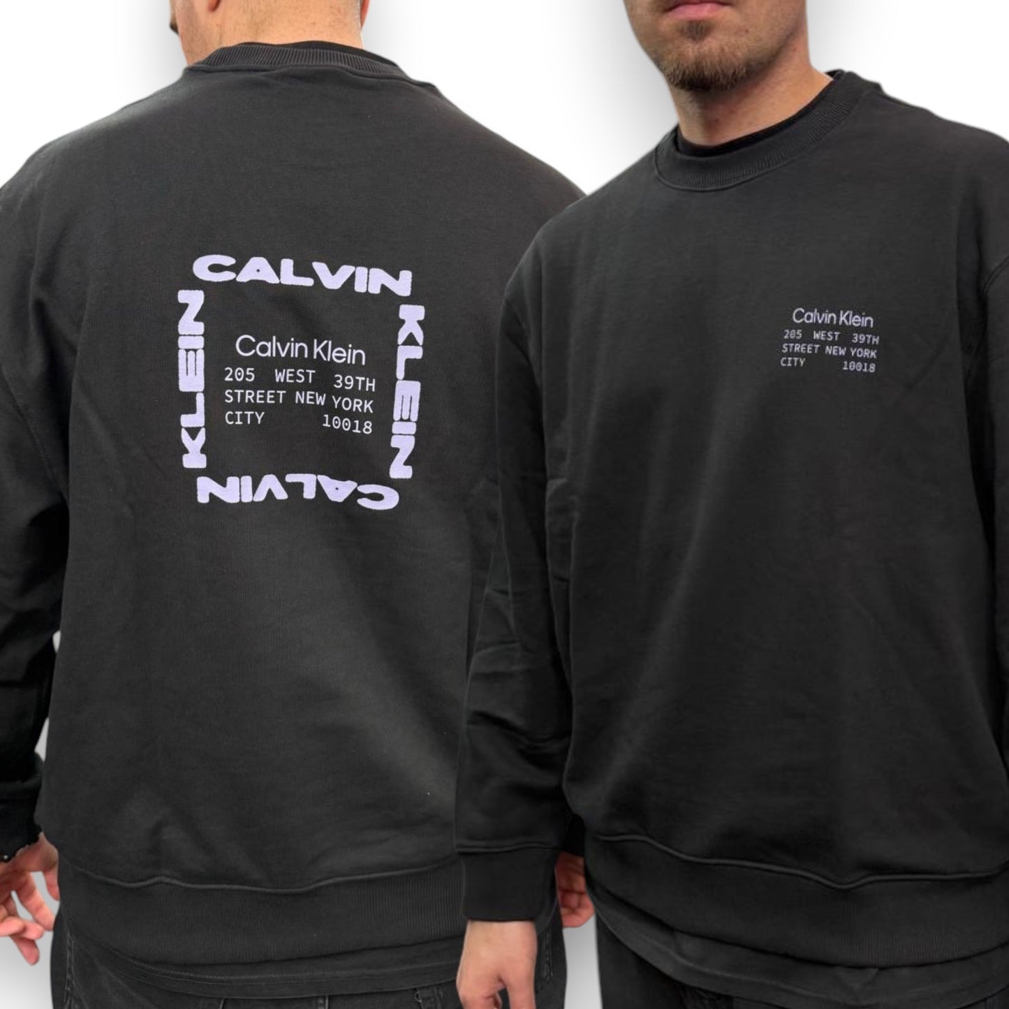 CALVIN KLEIN- Felpa Oversize estiva, girocollo con stampa lato cuore e sulla schiena, tex.cotone garzato, Col.Nero